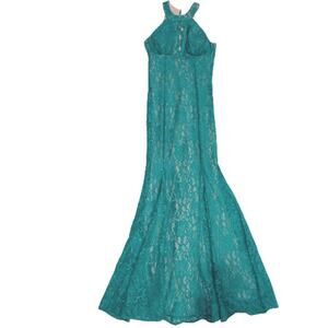 Morgan & Co. Green Glitter Racerback Mermaid Evening Formal Prom Dress Size 5/6